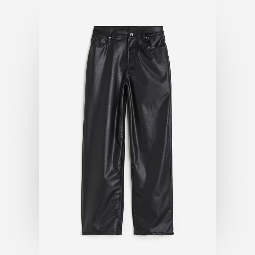 H&M 90s Faux Leather Baggy High Jeans - Size (4) - NWT